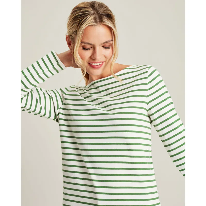 Joules Women's Brancaster Long Sleeve Top - Green Stripe-4